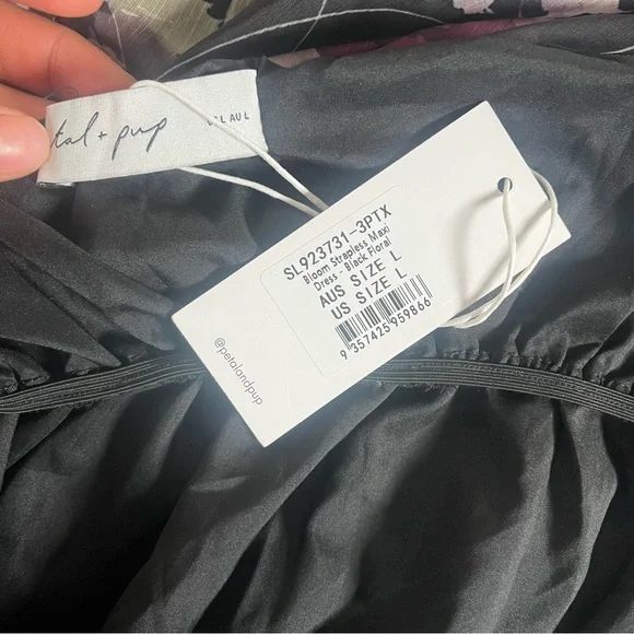 COPY - Petal & Pup BLOOM STRAPLESS MAXI DRESS - BLACK FLORAL NWT - Picture 7 of 7